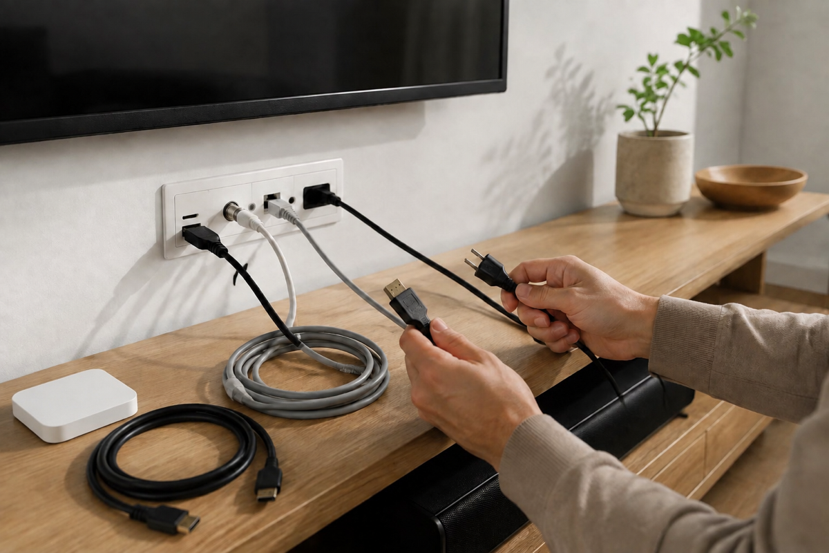 Connecting cables for a TV setup